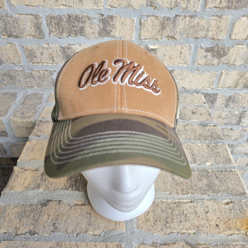 Ole Miss Rebels Baseball Cap Tan Camo Logo Russell Athletic Men